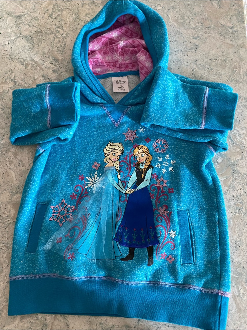 Disney Teal & Pink Frozen Elsa and Anna Hoodie size 7/8